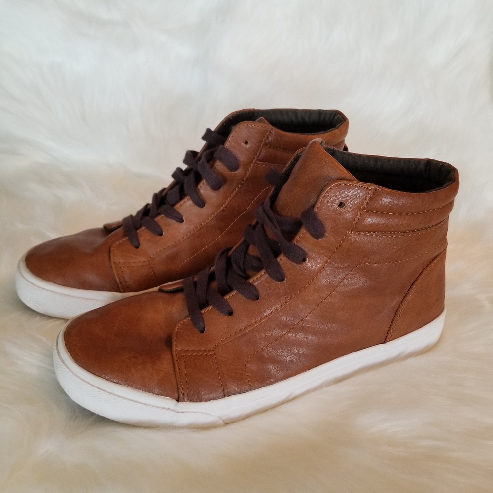 Boys Youth Brown Leather Boots- Old Navy